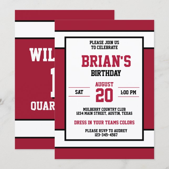 Dark Red and White Invitation (Front/Back)