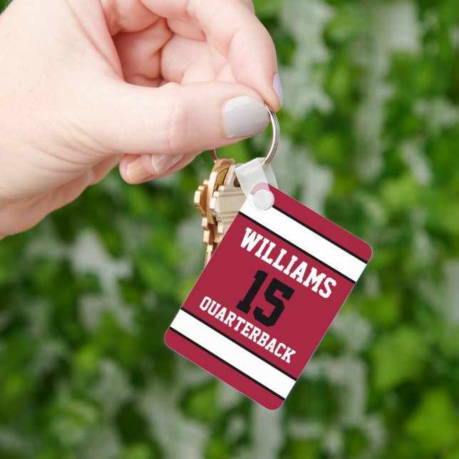 Dark Red and White Keychain (Hand)