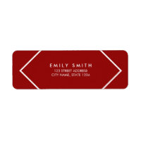 Dark Red and White Minimalist Geometric Address Label