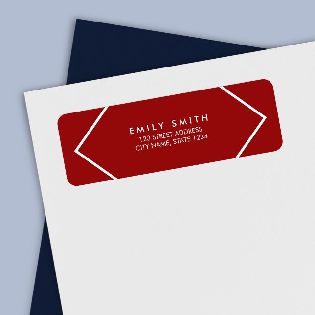 Dark Red and White Minimalist Geometric Address Label (Creator Uploaded)