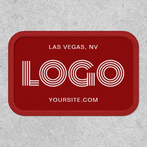 Dark Red and White Modern Rectangular Logo Patch