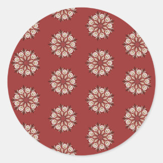Dark red and white Norwegian Rosemaling floral Classic Round Sticker