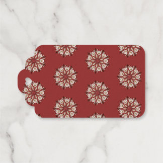 Dark red and white Norwegian Rosemaling floral Foil Gift Tags