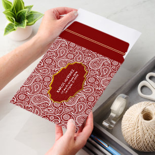 Dark Red And White Paisley Pattern Envelope Mailers