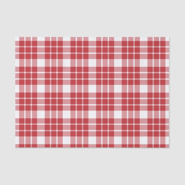 Dark Red and White Plaid Tissue Paper (Front)