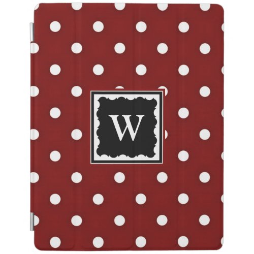 Dark Red and White Polka Dots Template iPad Smart Cover