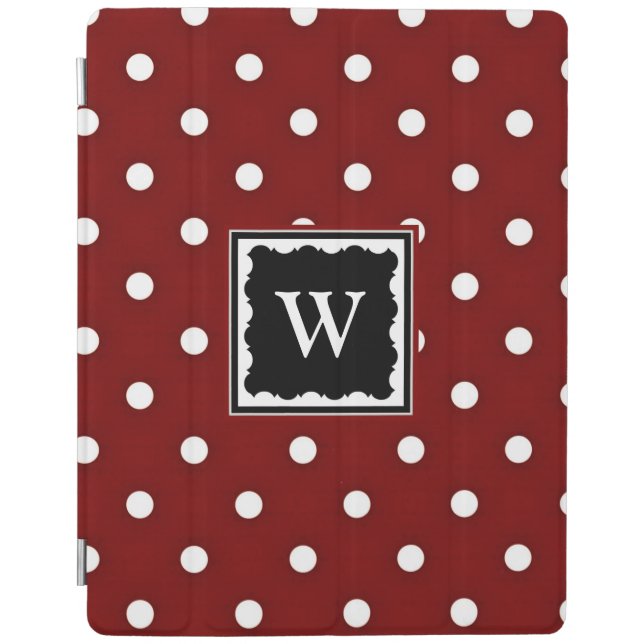 Dark Red and White Polka Dots, Template iPad Smart Cover (Front)