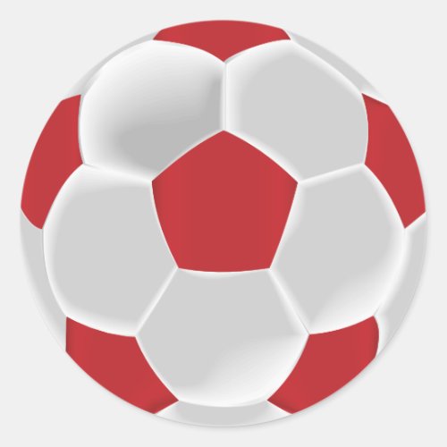 Dark Red and White Soccer Ball Classic Round Sticker