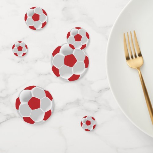 Dark Red and White Soccer Ball Confetti