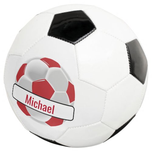 Dark Red and White Soccer Ball with DIY Name