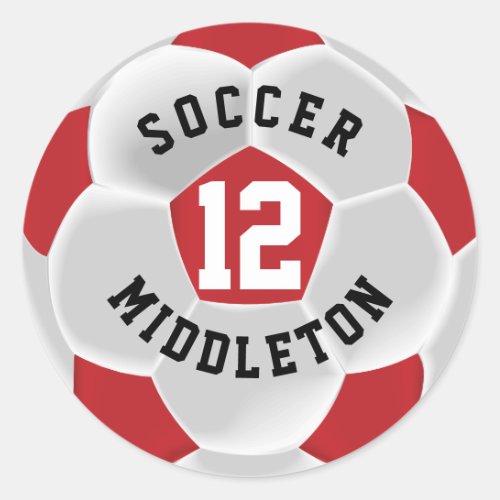 Dark Red and White Soccer Sport Ball Classic Round Sticker