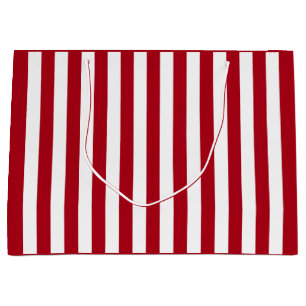 Dark Red and White Stripe Large Gift Bag