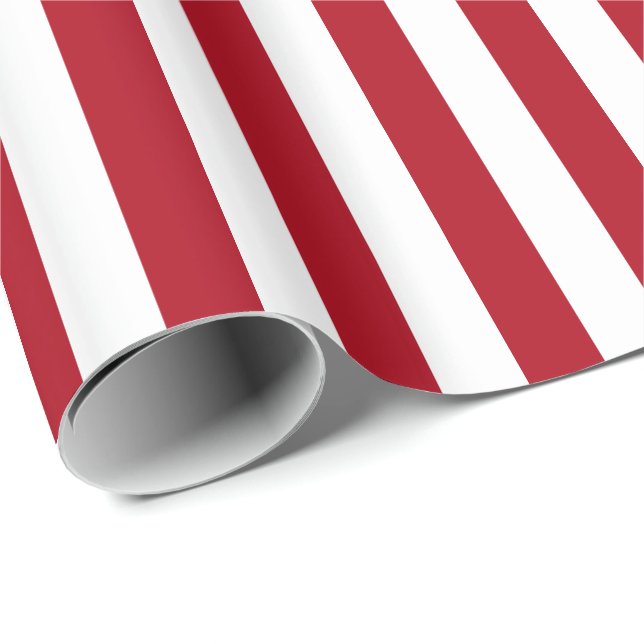 Dark Red and White Stripe Wrapping Paper (Roll Corner)
