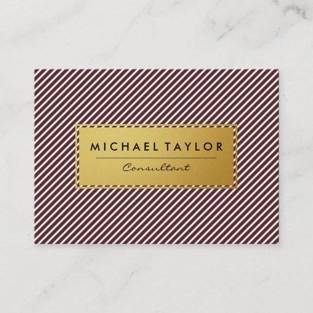 Dark Red and White Stripes Business Card (Front)