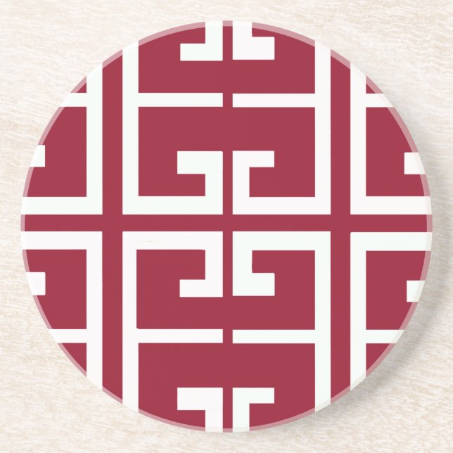 Dark Red and White Tile Sandstone Coaster (Front)