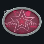 Dark red angelic star belt buckle<br><div class="desc">This angel winged star buckle is uniquely designed by Sarah Trett.</div>