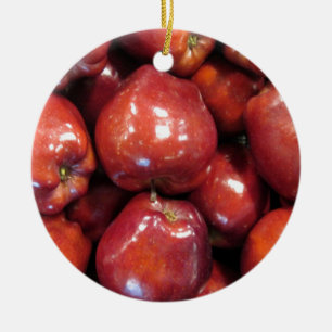 Dark Red Apples Ceramic Ornament