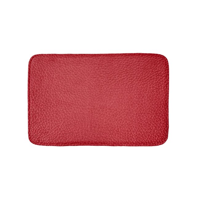 Dark red artificial leatherette closeup. bath mat (Front)