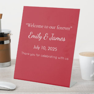 Dark Red Background  Pedestal Sign