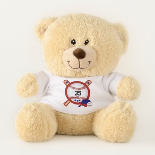 Dark Red Baseball  _ Personalize Teddy Bear