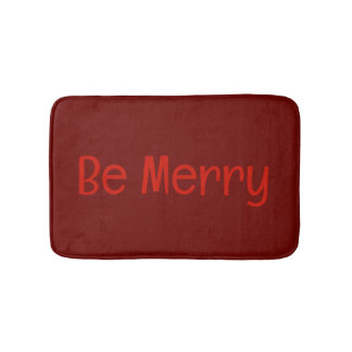 Dark Red "Be Merry" Bath Mat with Optional Text