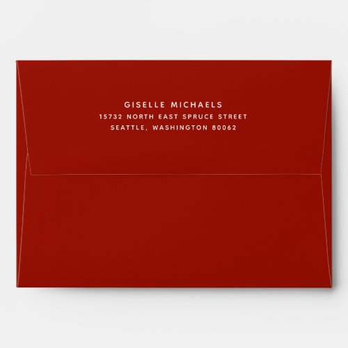 Dark Red Berry Sans Serif Return Address Envelope