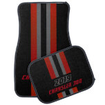 Dark Red, Black And Gray Race Double Stripes Car Mat at Zazzle