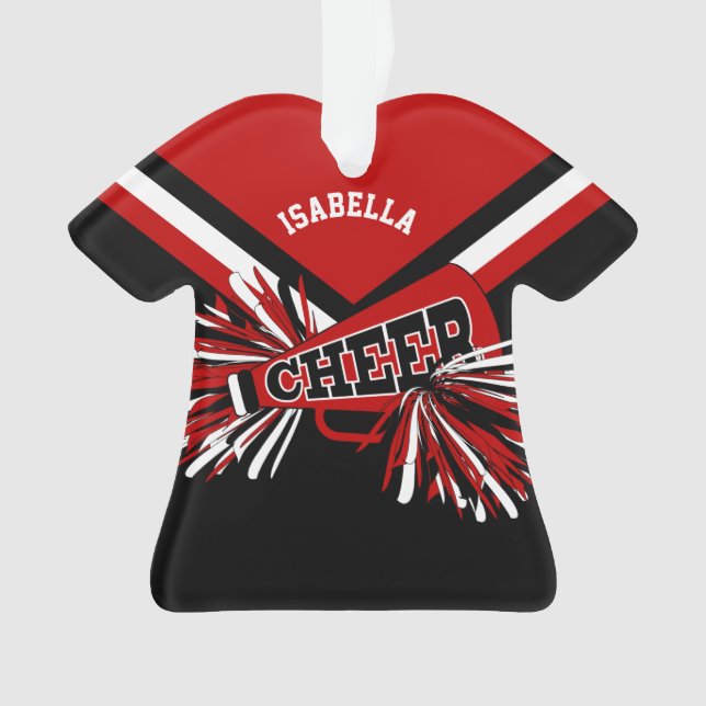 Dark Red, Black and White Cheerleader 📣💖 Ornament (Front)