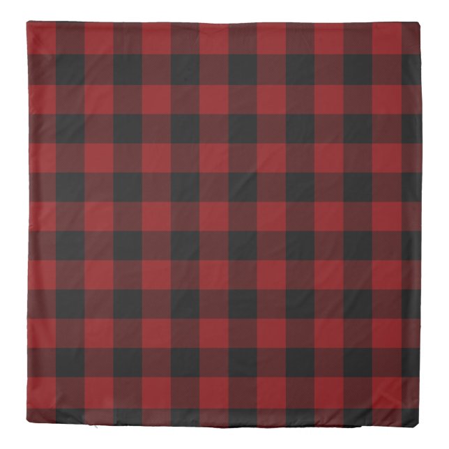 Dark Red & Black Buffalo Paid Reversible Queen Duvet Cover (Back)