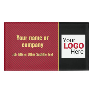 Dark Red & Black Corporate Stripe - Your Branding Name Tag