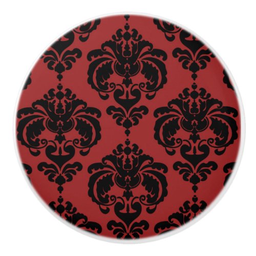 Dark Red  Black Damask Elegant Bedroom Dresser Ceramic Knob