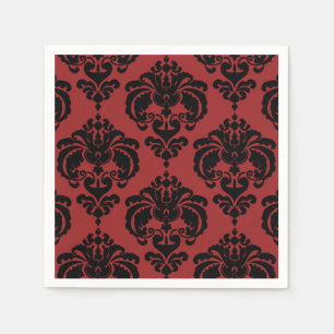 Dark Red Black Damask Vintage Wedding Event Party Napkins