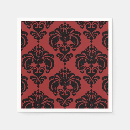 Dark Red Black Damask Vintage Wedding Event Party Napkins