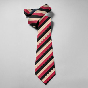 Dark Red Black Gold Stripes Formal Groomsmen Neck Tie