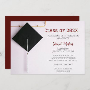 Dark Red/ Black Graduation Cap Invitation