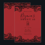 Dark Red & Black Lace Masquerade Sweet 16  Invitation<br><div class="desc">Customize for any event</div>