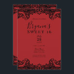 Dark Red & Black Lace Masquerade Sweet 16  Invitation<br><div class="desc">Customize for any event</div>