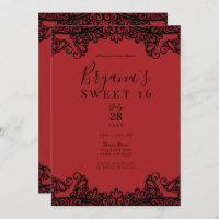 Dark Red & Black Lace Masquerade Sweet 16 