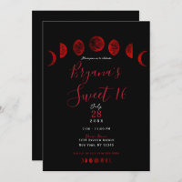 Dark Red Black Moon Phases Gothic Wedding Sweet 16