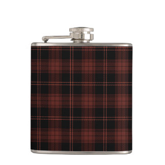 Dark Red, Black Plaid (Tartan) Pattern Flask