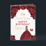 Dark Red Blonde Hair Girl Sweet Sixteen Birthday Card<br><div class="desc">This elegant and glamorous sweet sixteen birthday card can be personalized with a name or title such as daughter, granddaughter, niece, friend etc. The design features a beautiful princess with blonde hair in a burgundy red ball gown. The text combines handwritten script and modern sans serif fonts for a classy...</div>