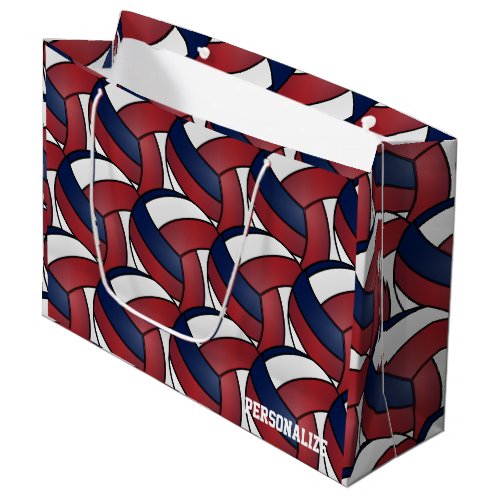 Dark Red Blue and White Volleyball 2 Large Gift Bag