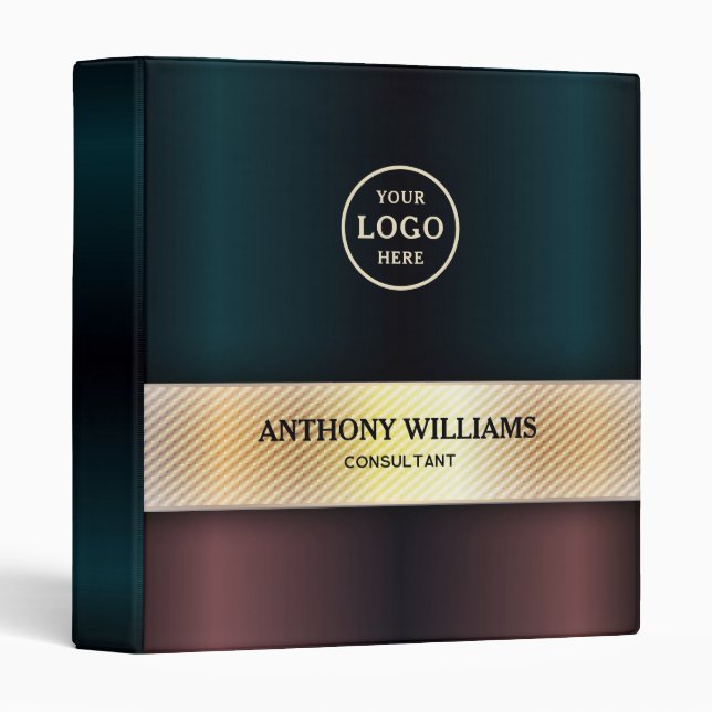 Dark Red & Blue Gold Stripe 3 Ring Binder (Front/Spine)