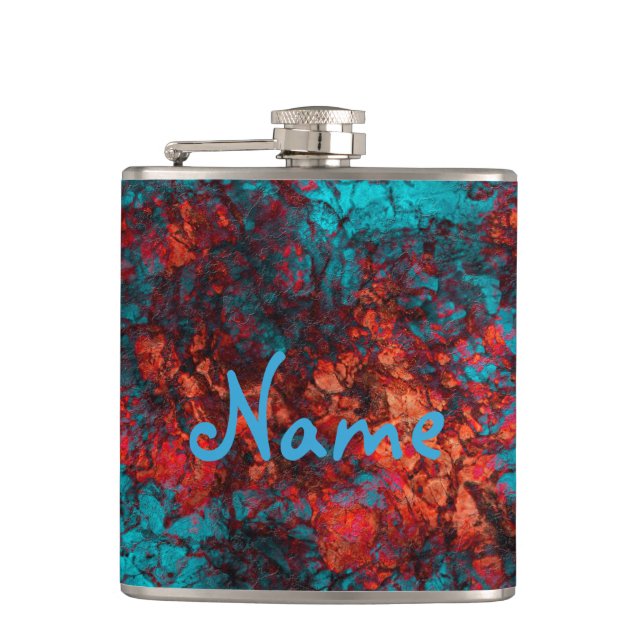 Dark red blue texture textured suede marble granit flask (Front)