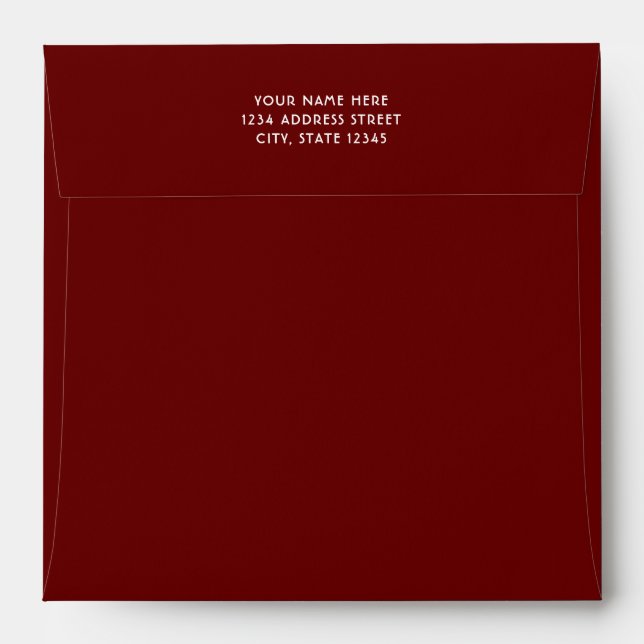 Dark Red Burgundy Address Wedding Envelope (Back (Top Flap))