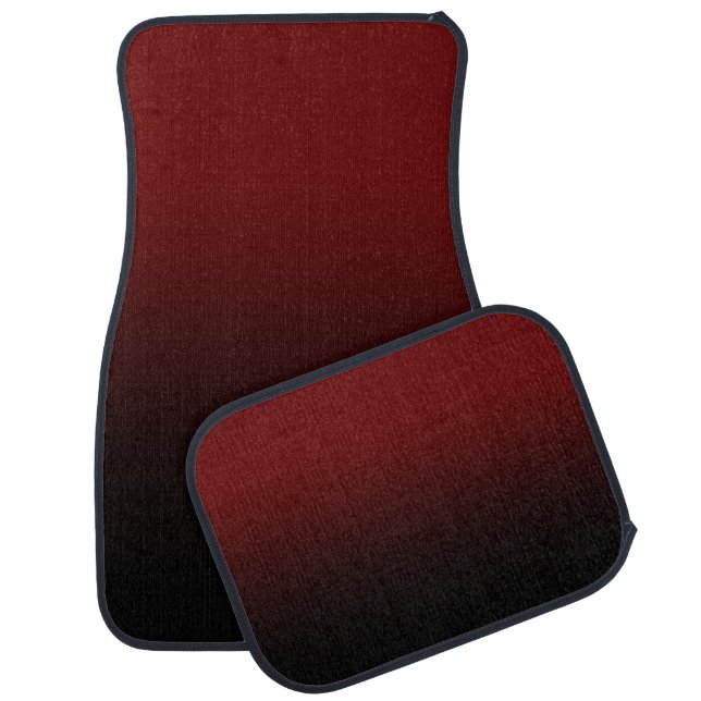 Dark Red Burgundy and Black Ombre Car Floor Mat (Set)