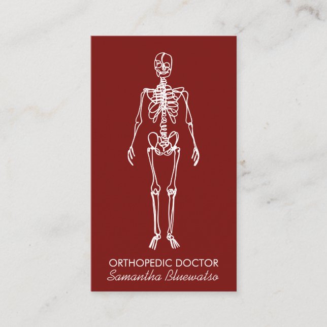 Dark Red Burgundy doctor Skeleton orthopedic  Business Card (Front)