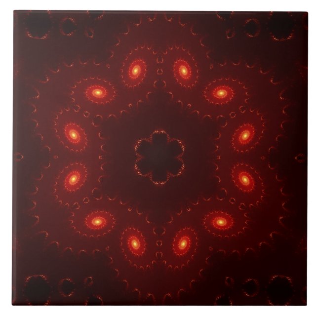 Dark Red Burgundy Gothic Lace Snowflake Ceramic Tile (Front)