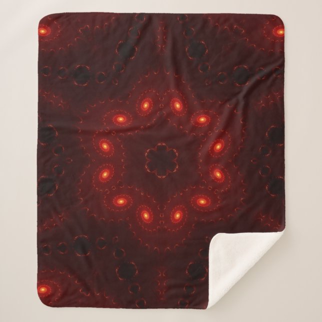 Dark Red Burgundy Gothic Lace Snowflake Sherpa Blanket (Front)