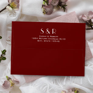 Dark Red Burgundy Wedding Envelope